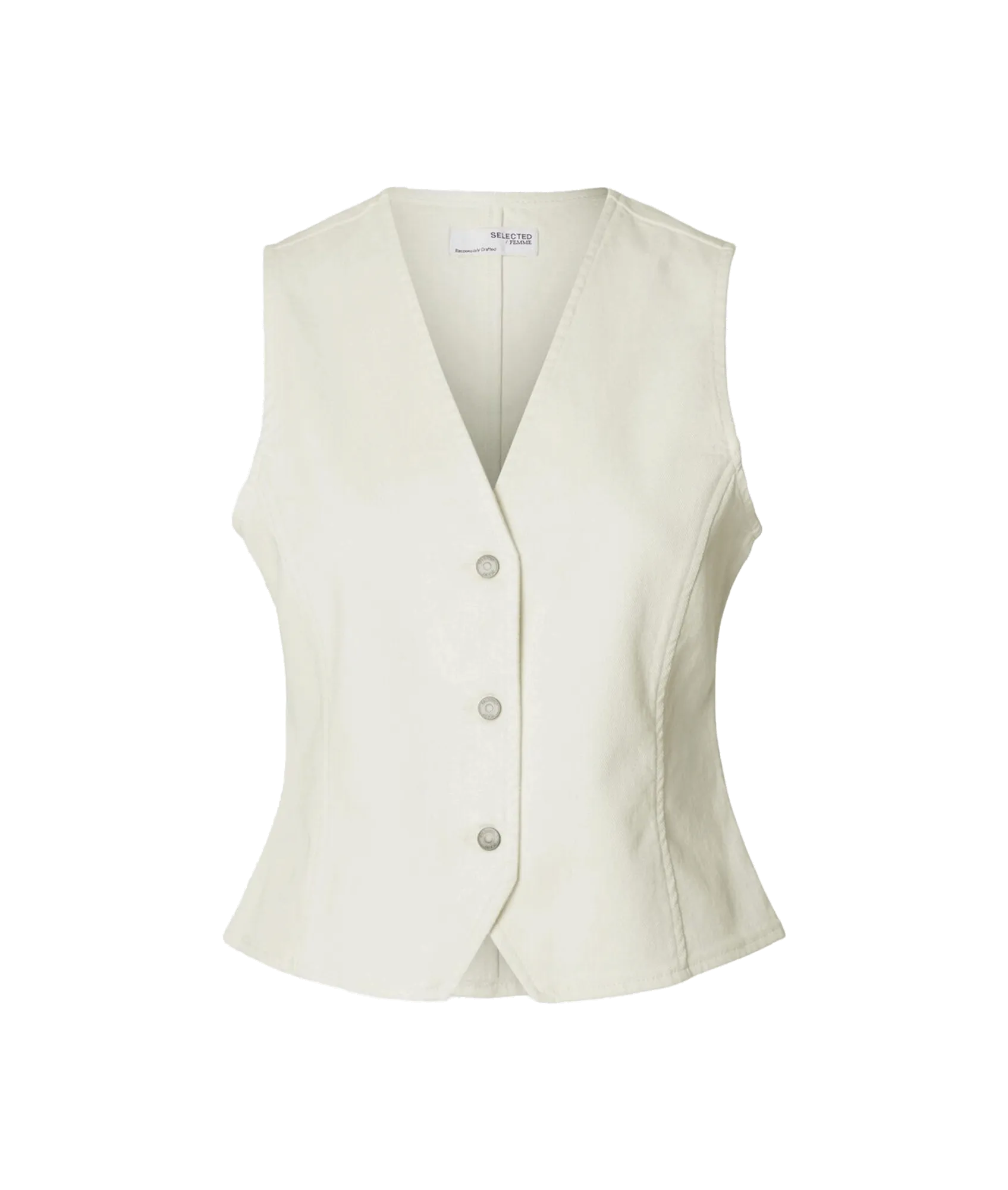 Denim Waistcoat - Cream