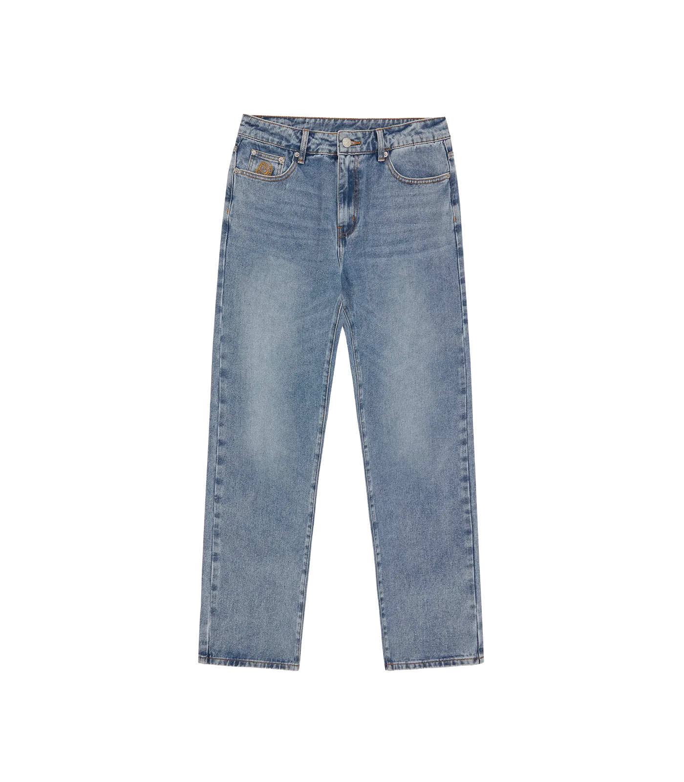 DIAMOND & DOLLAR EMBROIDERED DENIM PANTS - STONEWASH BLUE