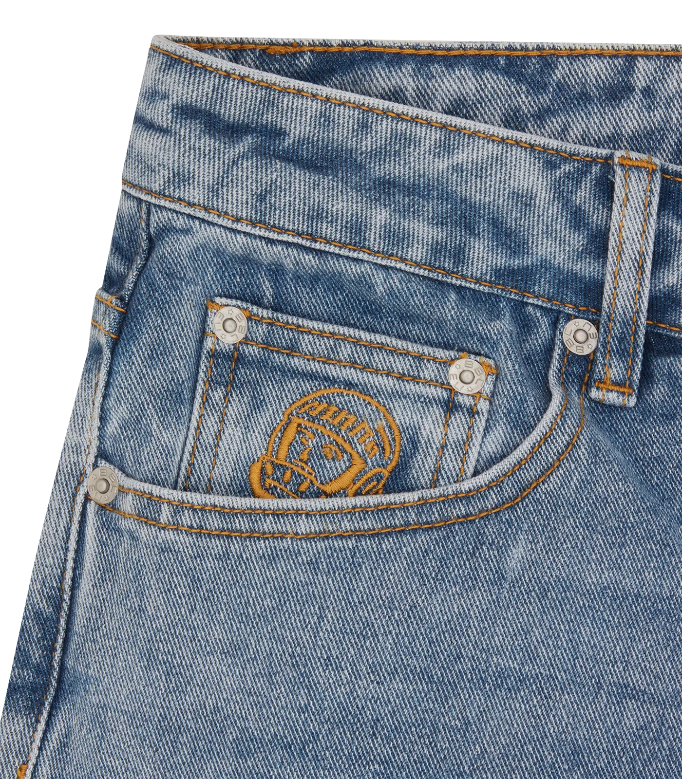 DIAMOND & DOLLAR EMBROIDERED DENIM PANTS - STONEWASH BLUE