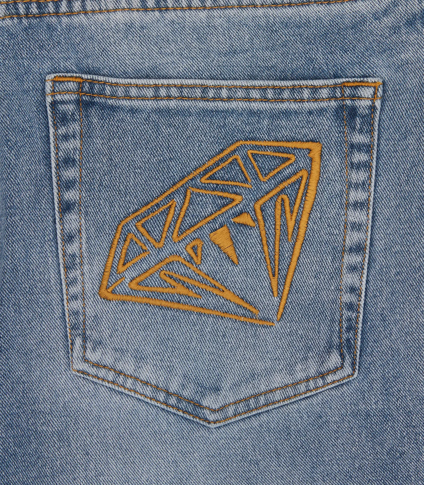 DIAMOND & DOLLAR EMBROIDERED DENIM PANTS - STONEWASH BLUE