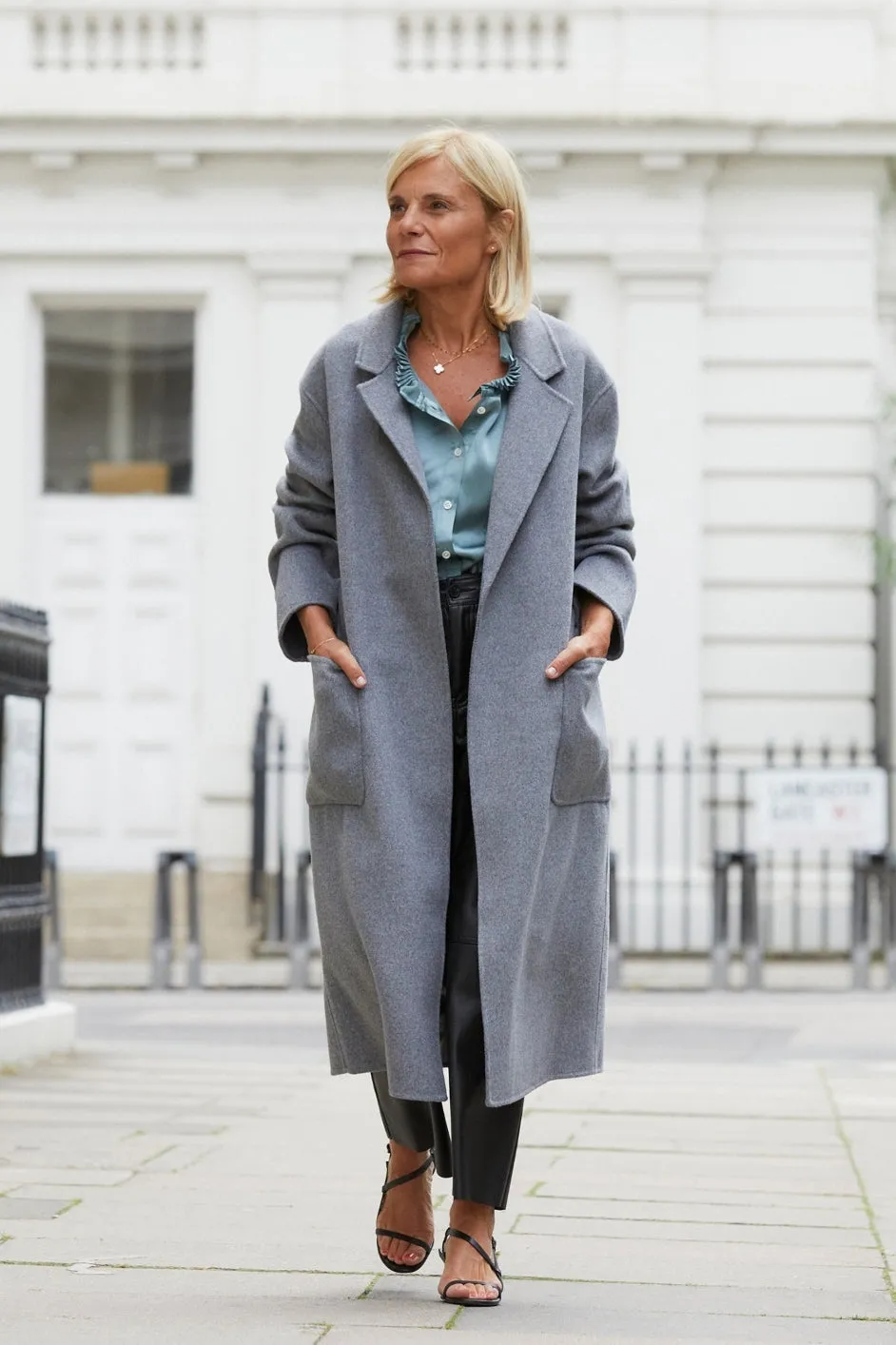 Diane Wool Double Faced Belted Coat - Grey