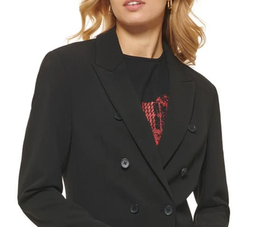 DKNY Women's Double Breasted Blazer Black Size Medium