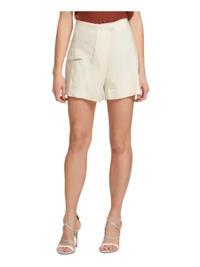 DKNY Womens Ivory Pocketed Zippered Cargo Mini Faux Wrap Skort