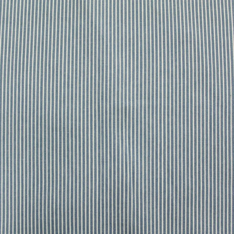 Dressmaking Cotton Denim Hickory Stripe - Pale Blue and White