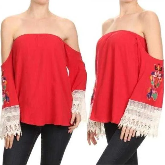 Embroider Red Top