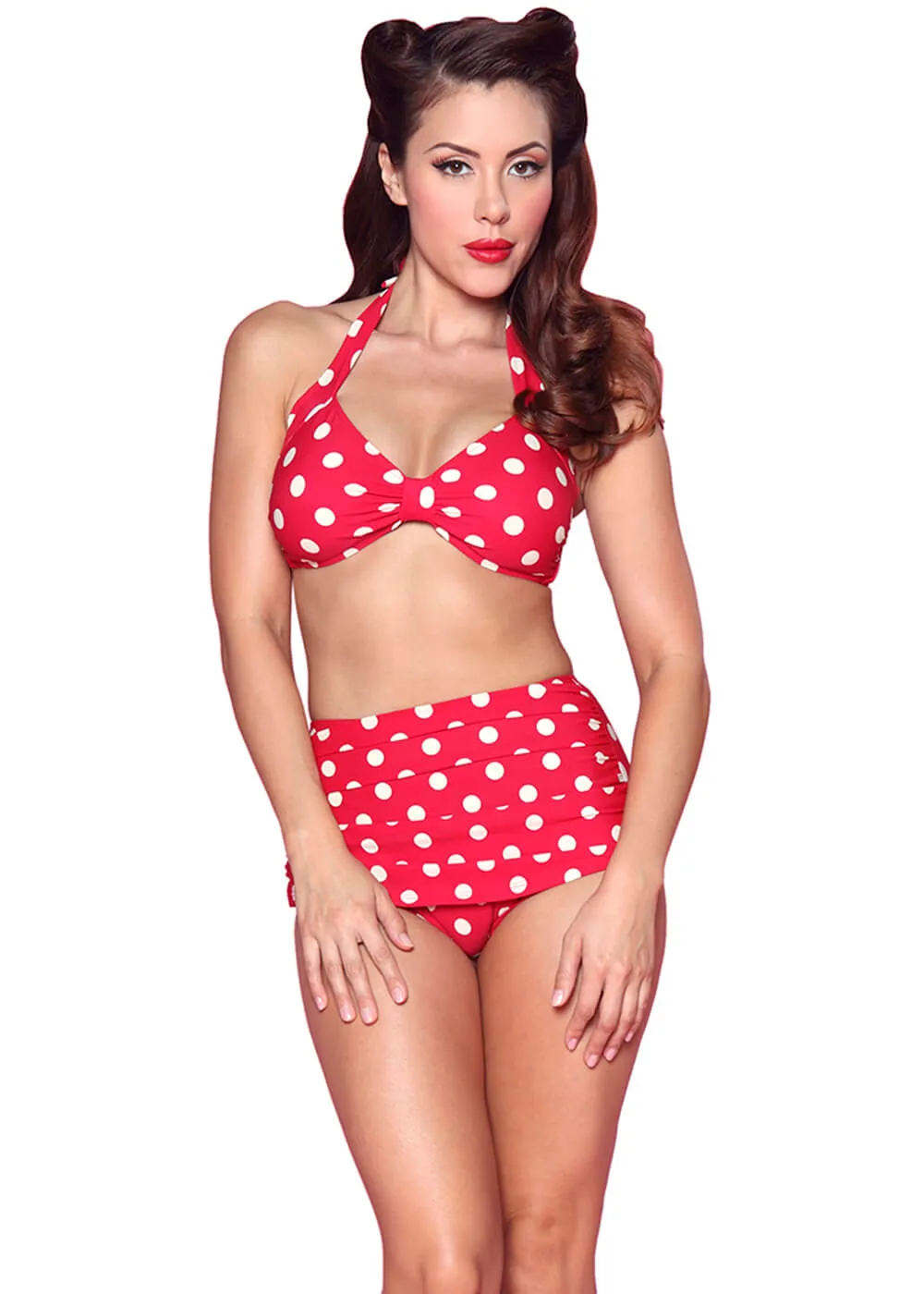 Esther Williams Polka Dot Bikini Pants Red