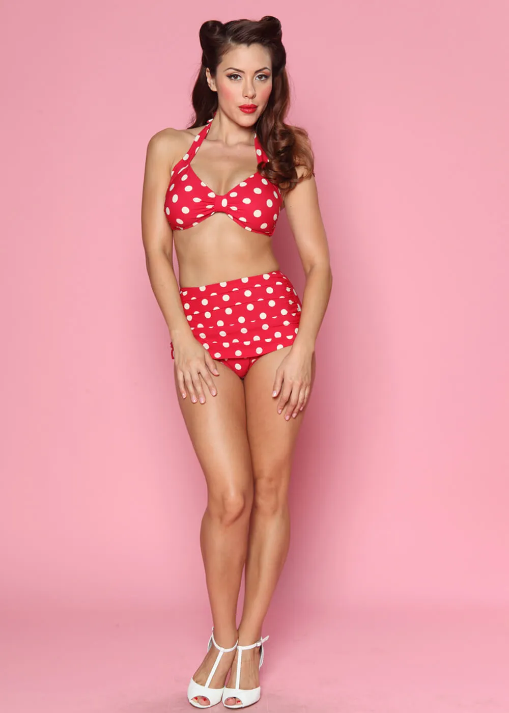 Esther Williams Polka Dot Bikini Pants Red