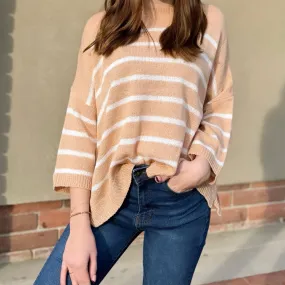 Everything About You Striped Sweater Sandstone