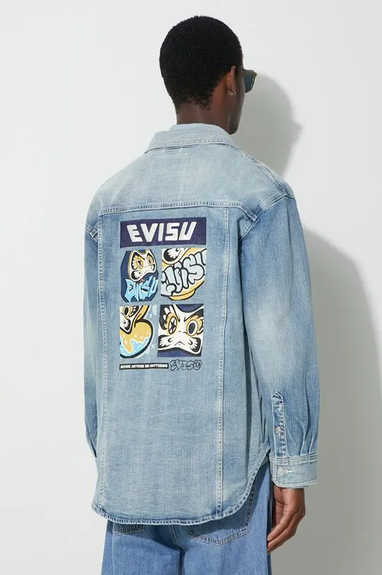 Evisu denim jacket men's blue color