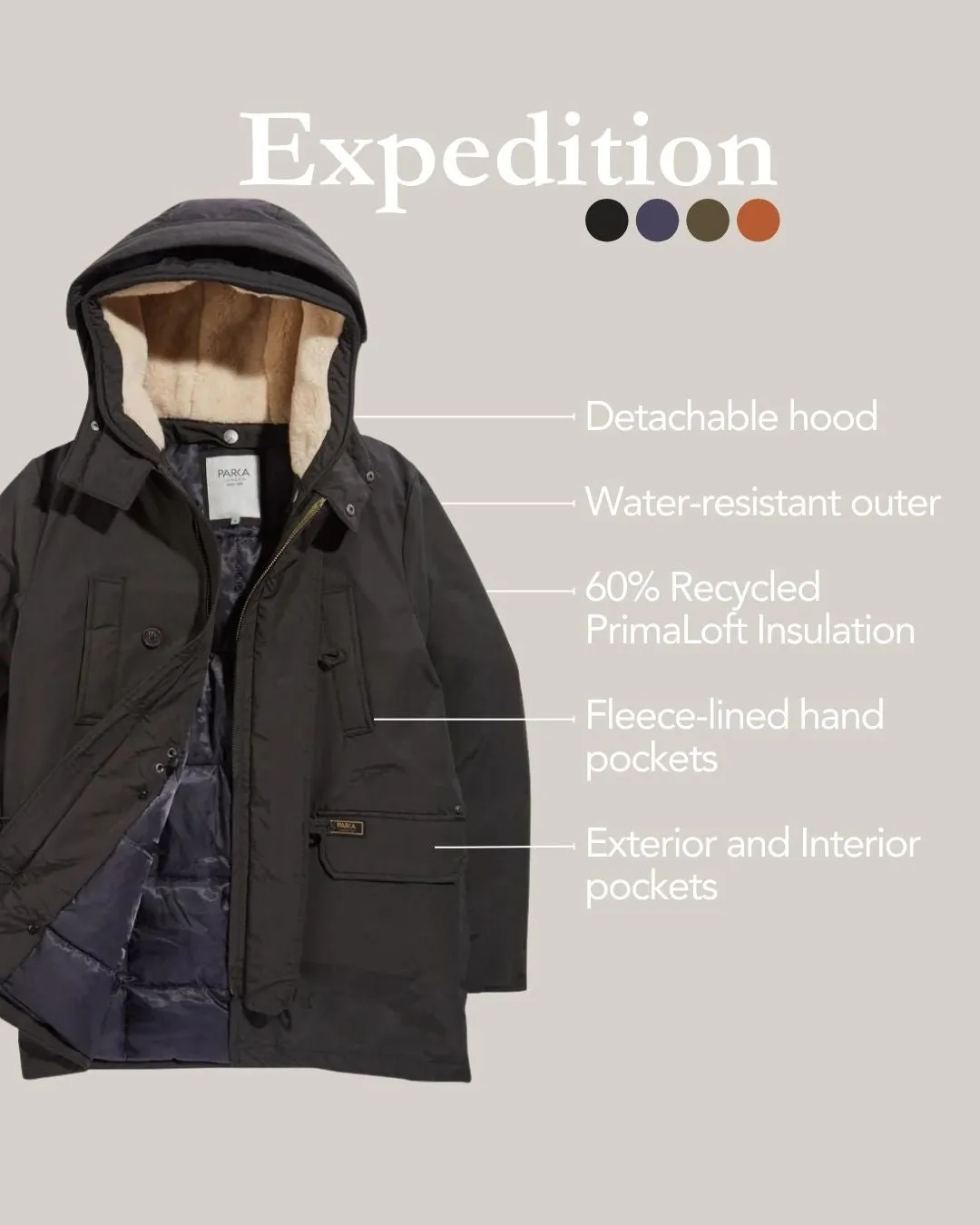 Expedition Mid-Length Shearling Parka