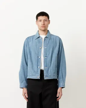 Faded Light Denim Blouson in Light Indigo