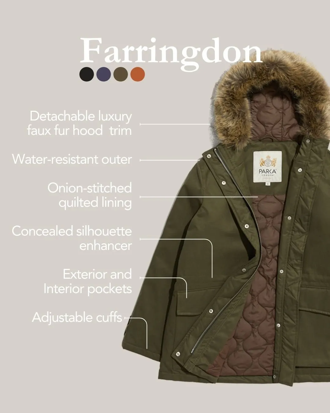 Farringdon Mid-Length Faux Fur Parka