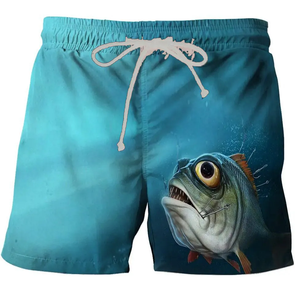 Fashion hot Summer Men's Shorts Funny Fish 3D Surfing Short Beach Short Men Casual Quick Dry Sports Pants Swimwear beachwear X17