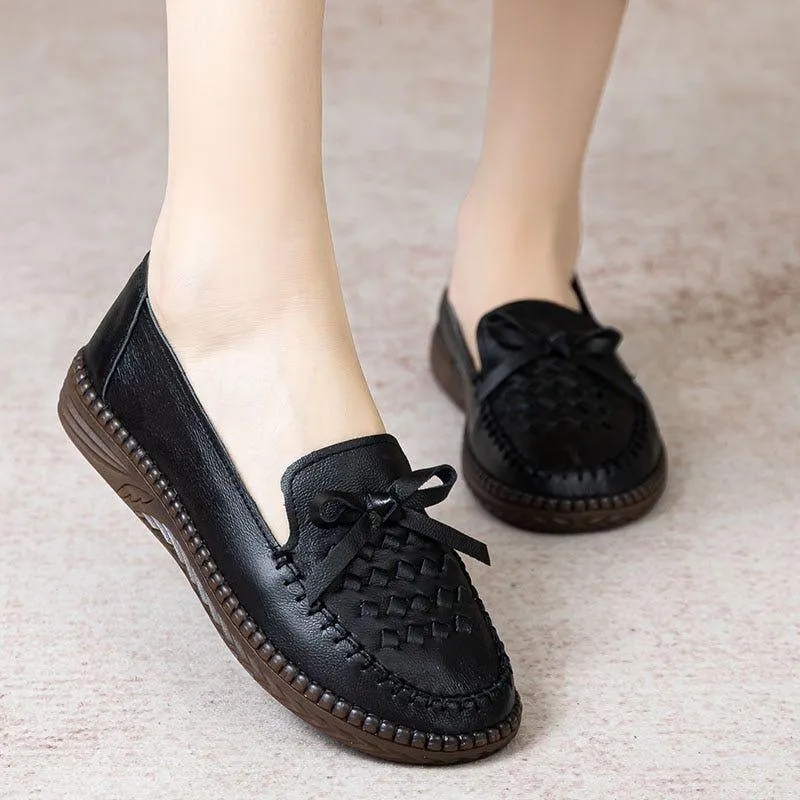 Fashion Leather Loafers Soft Women's Casual Shoes EK321