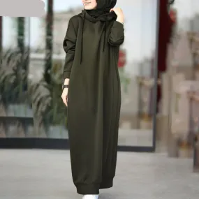 Fashion Winter Hoodies Casual Long Sleeve Maxi Female