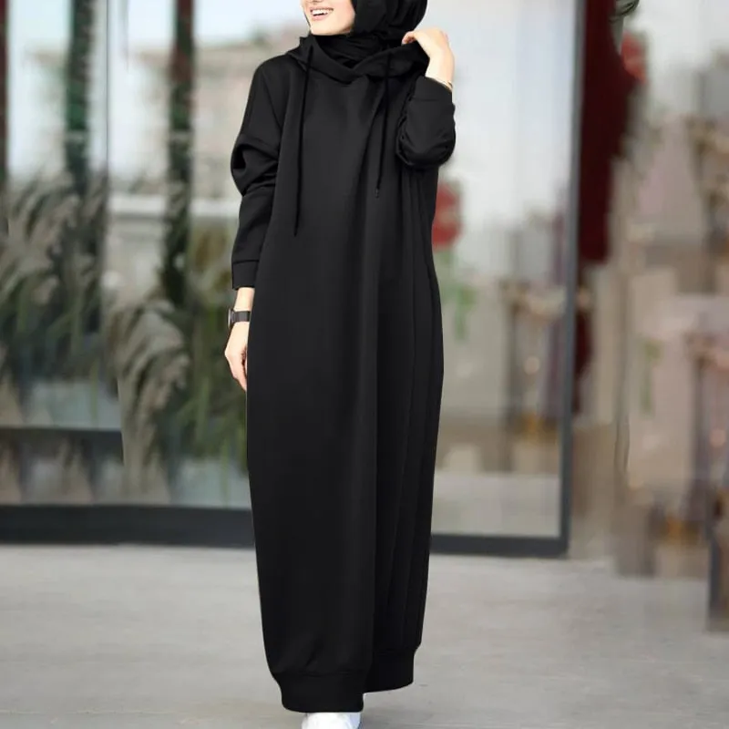 Fashion Winter Hoodies Casual Long Sleeve Maxi Female