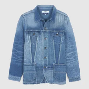 FDMTL Denim Patchwork 3-YR -Washed Denim Blazer Jacket