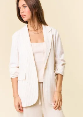 FINAL SALE - Striped Seersucker Lightweight Blazer