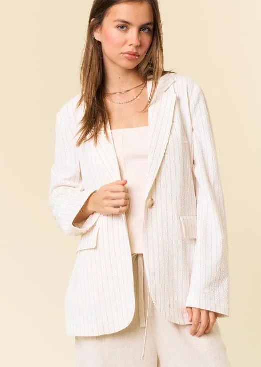 FINAL SALE - Striped Seersucker Lightweight Blazer