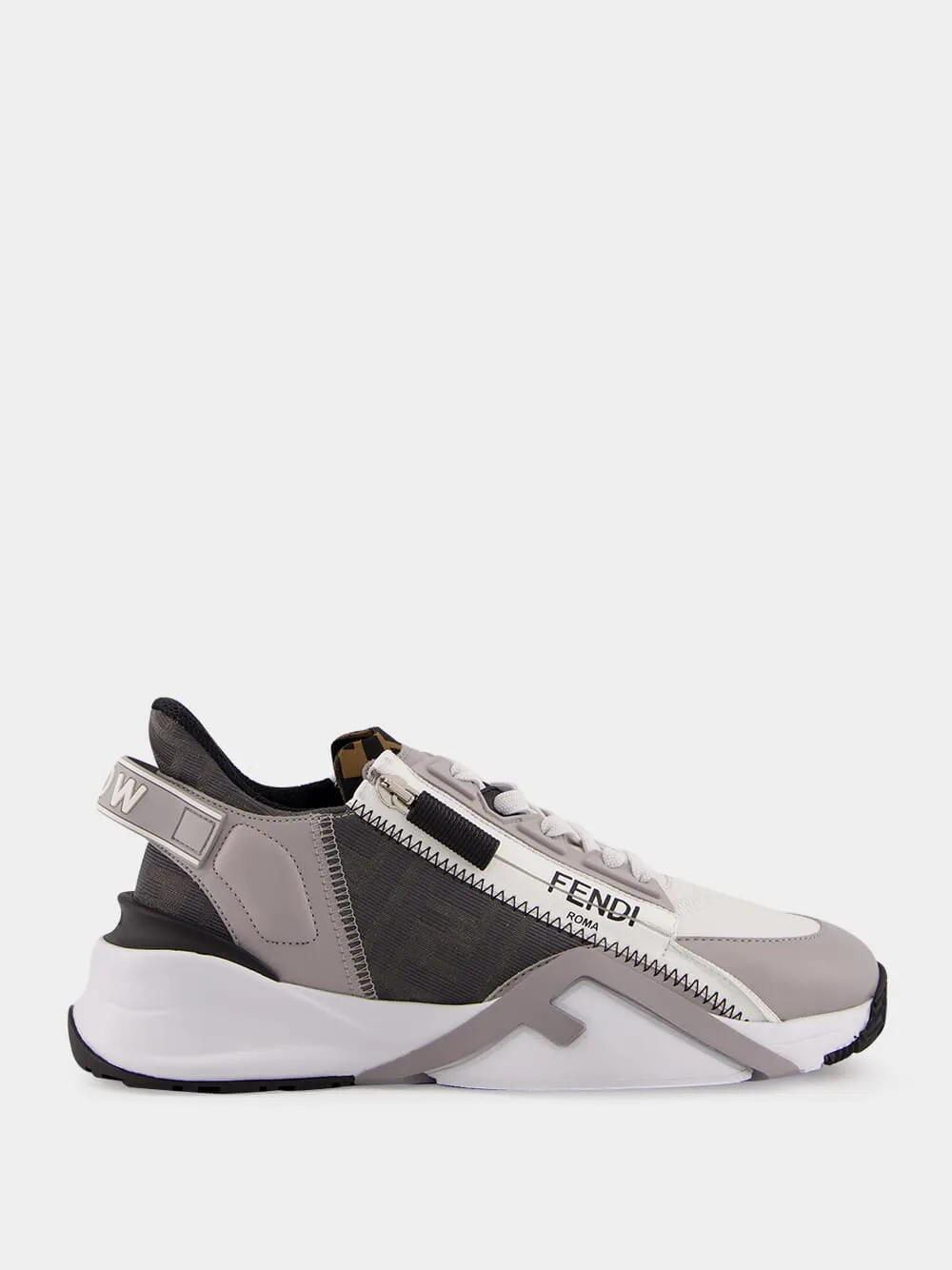 Flow Grey Leather Low-Top Sneakers