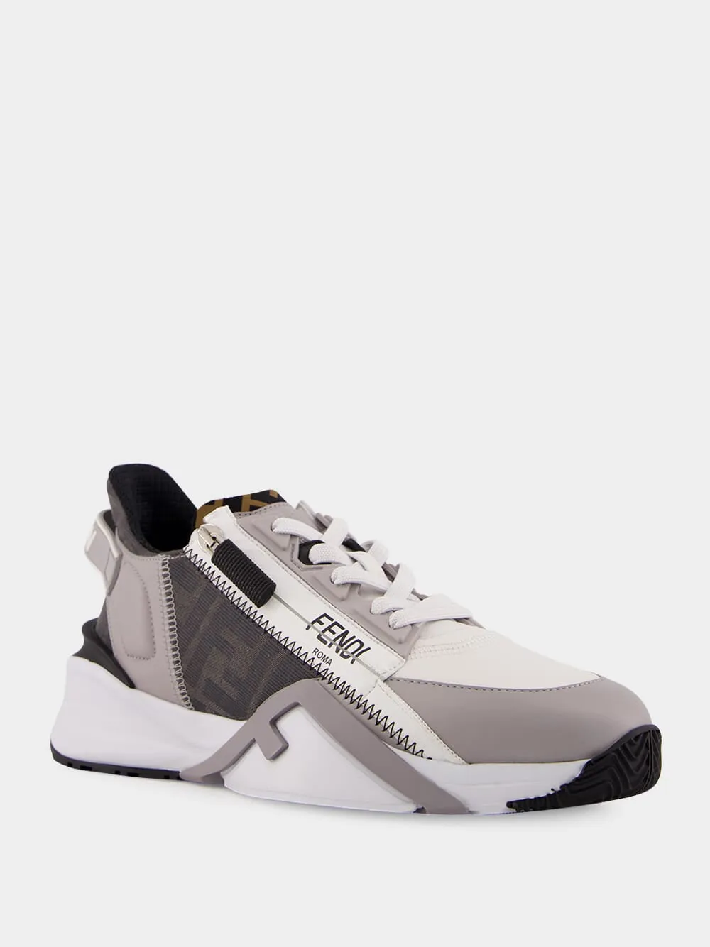 Flow Grey Leather Low-Top Sneakers