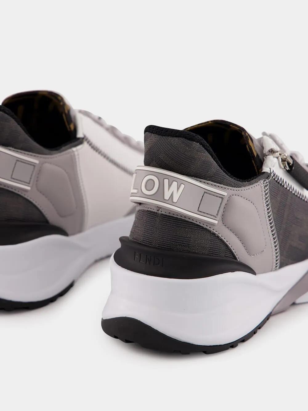 Flow Grey Leather Low-Top Sneakers