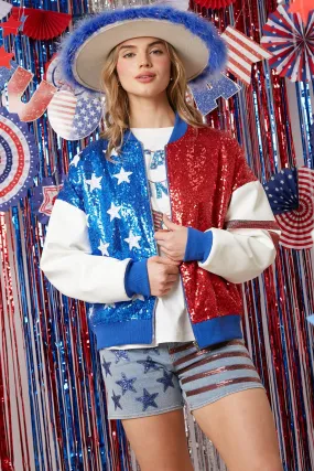 Fourth Of July Sequin Bomber Jacket