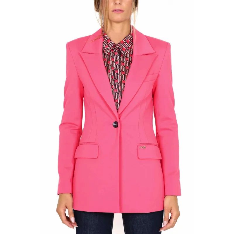 GIACCA BLAZER IN PUNTO MILANO, FUXIA