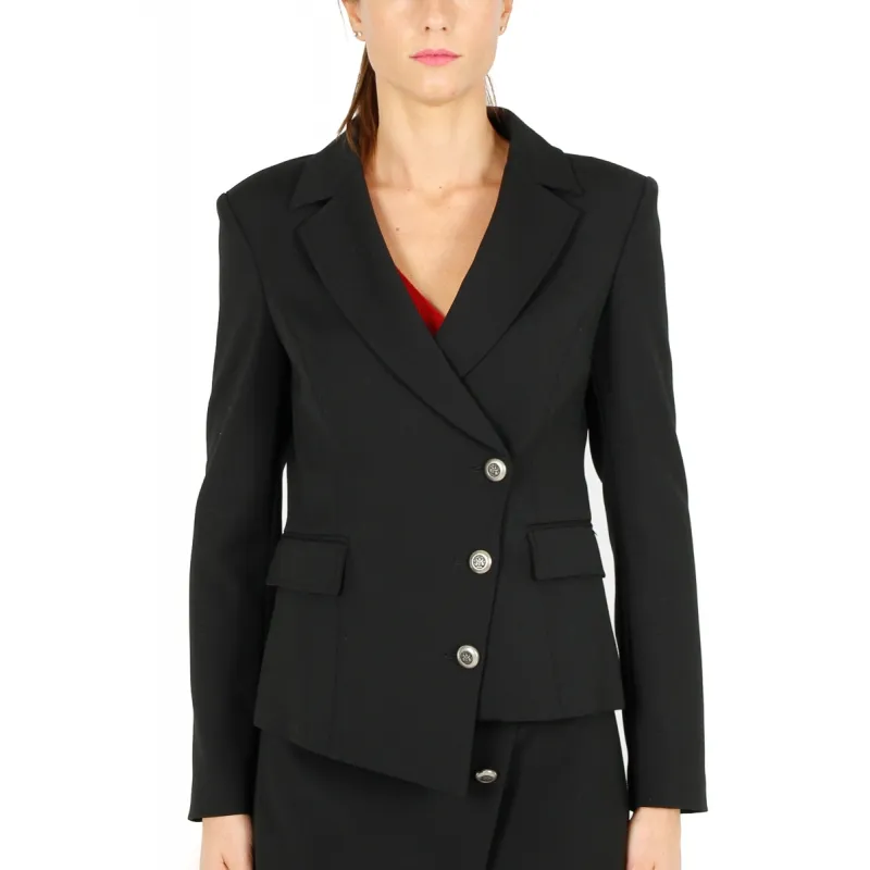 GIACCA BLAZER IN TESSUTO PUNTO MILANO, NERO