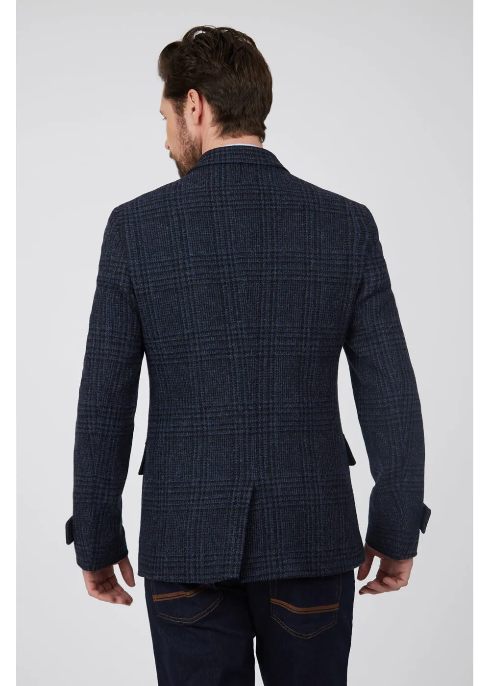 Gibson London Gerard Grouse Check Suit Jacket Navy Black