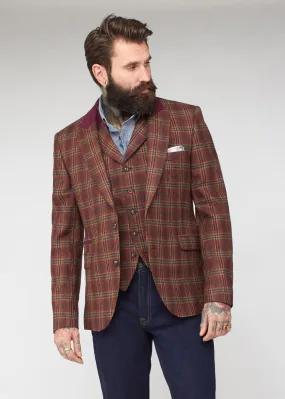 Gibson London Jason Check Suit Jacket Orange