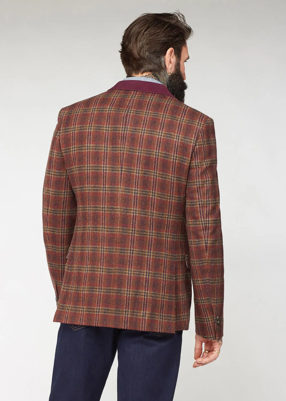 Gibson London Jason Check Suit Jacket Orange