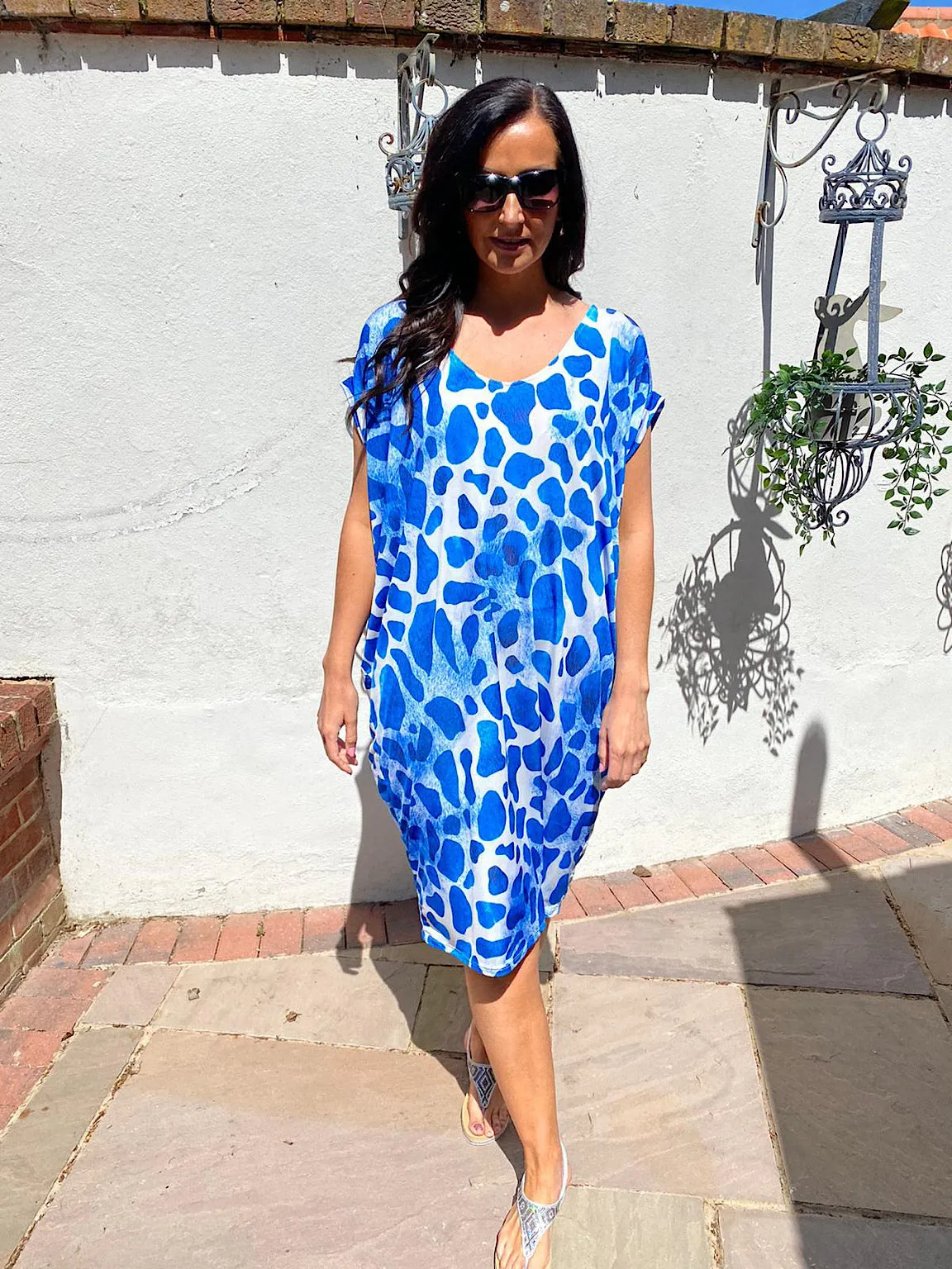 Giraffe Print Scoop Neck Dress Greta