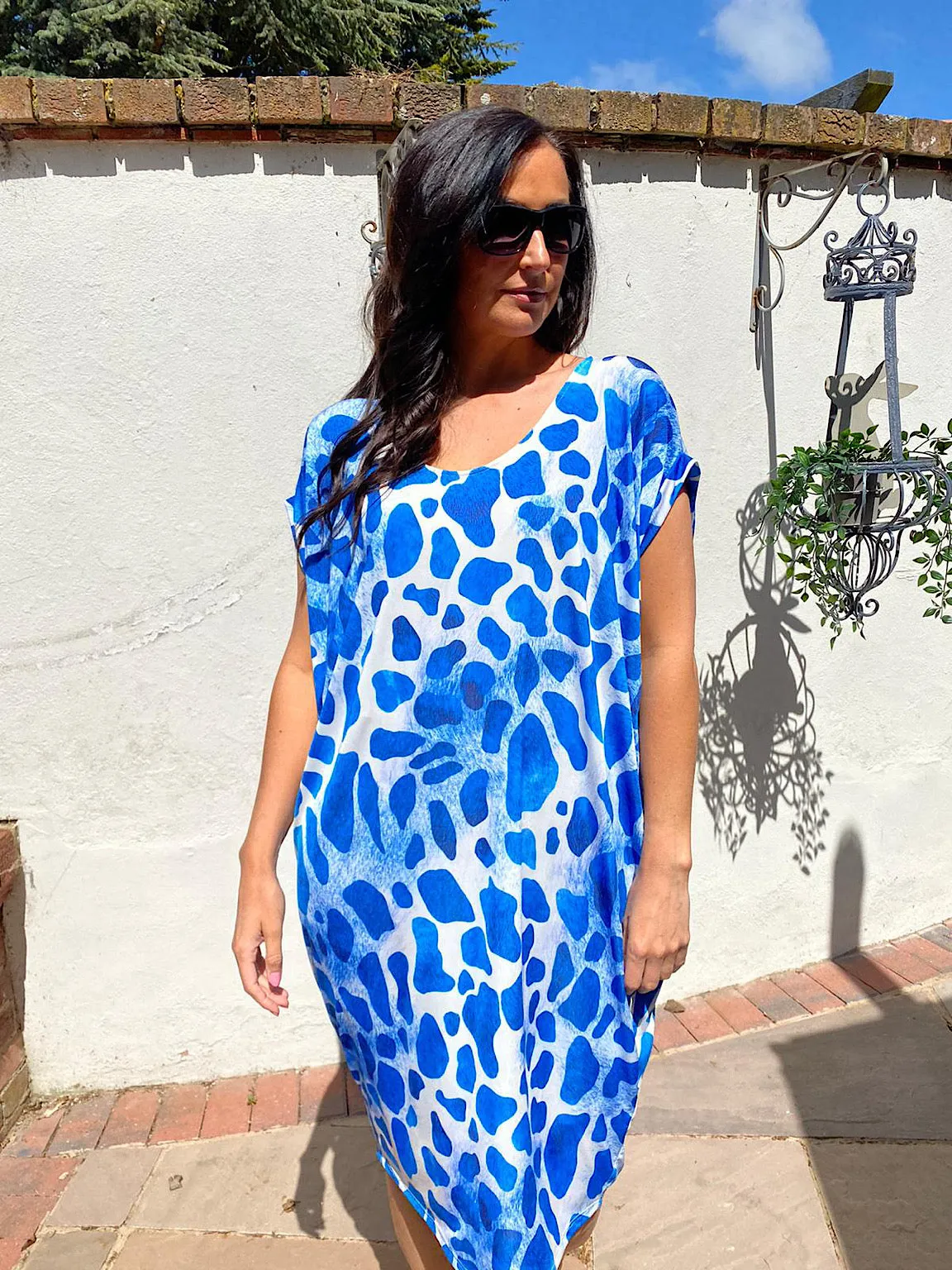 Giraffe Print Scoop Neck Dress Greta