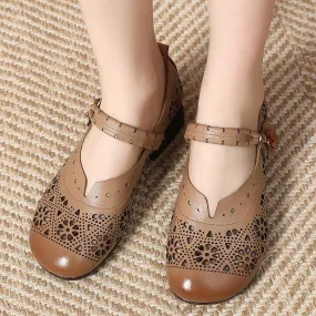 GQ224 Fashion Pumps - Hollow Soft Leather Casual Shoes