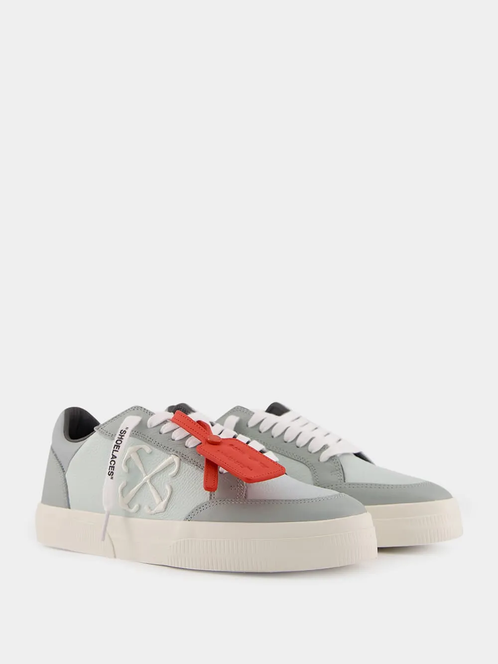 Grey New Low Vulcanized Calf Leather Sneakers