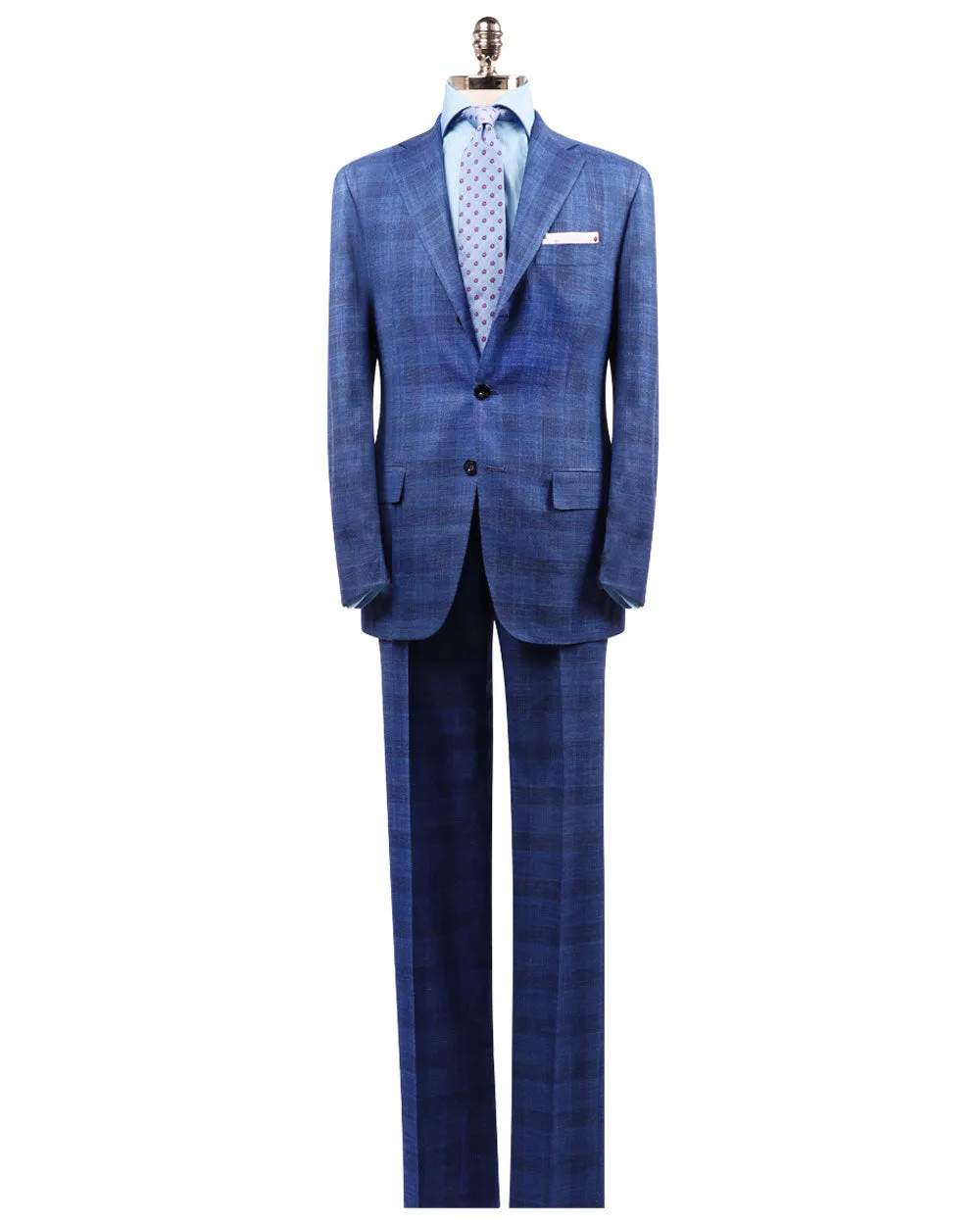 High Blue Tonal Plaid Suit