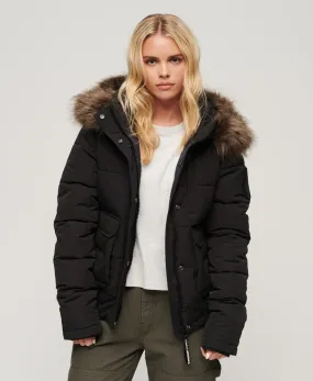 Hooded Everest Puffer Bomber Jacket | Jet Black