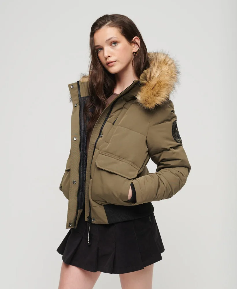 Hooded Everest Puffer Bomber Jacket | Military Olive