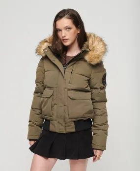 Hooded Everest Puffer Bomber Jacket | Military Olive