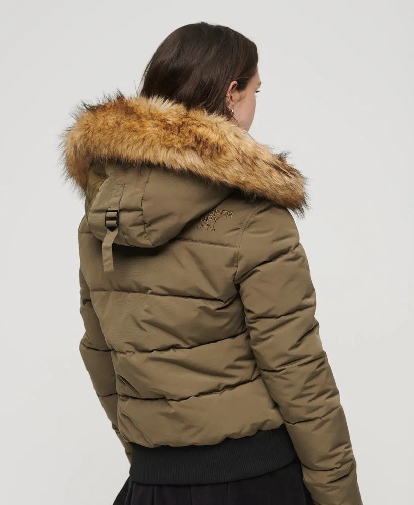 Hooded Everest Puffer Bomber Jacket | Military Olive