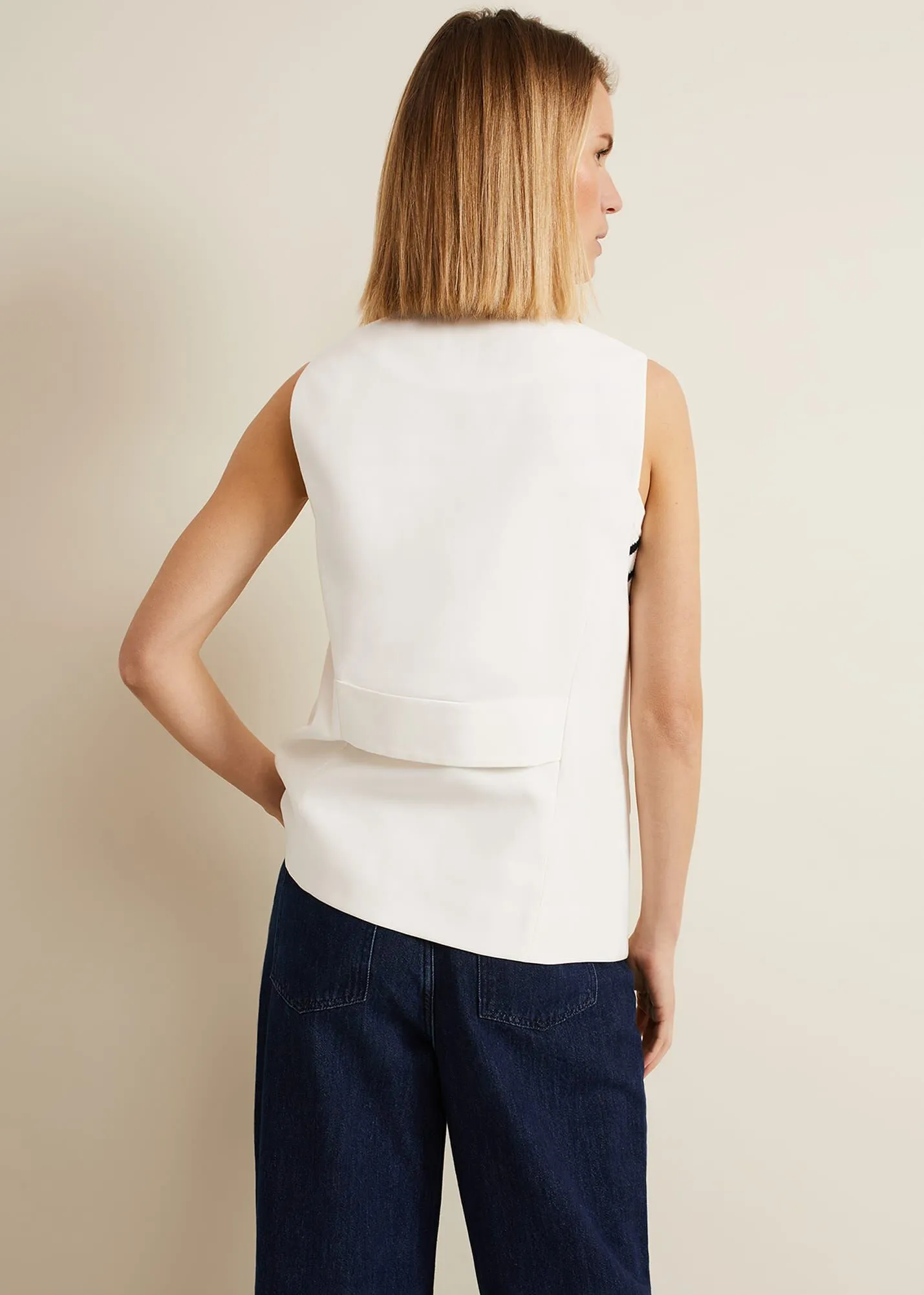 Inara White Longline Waistcoat