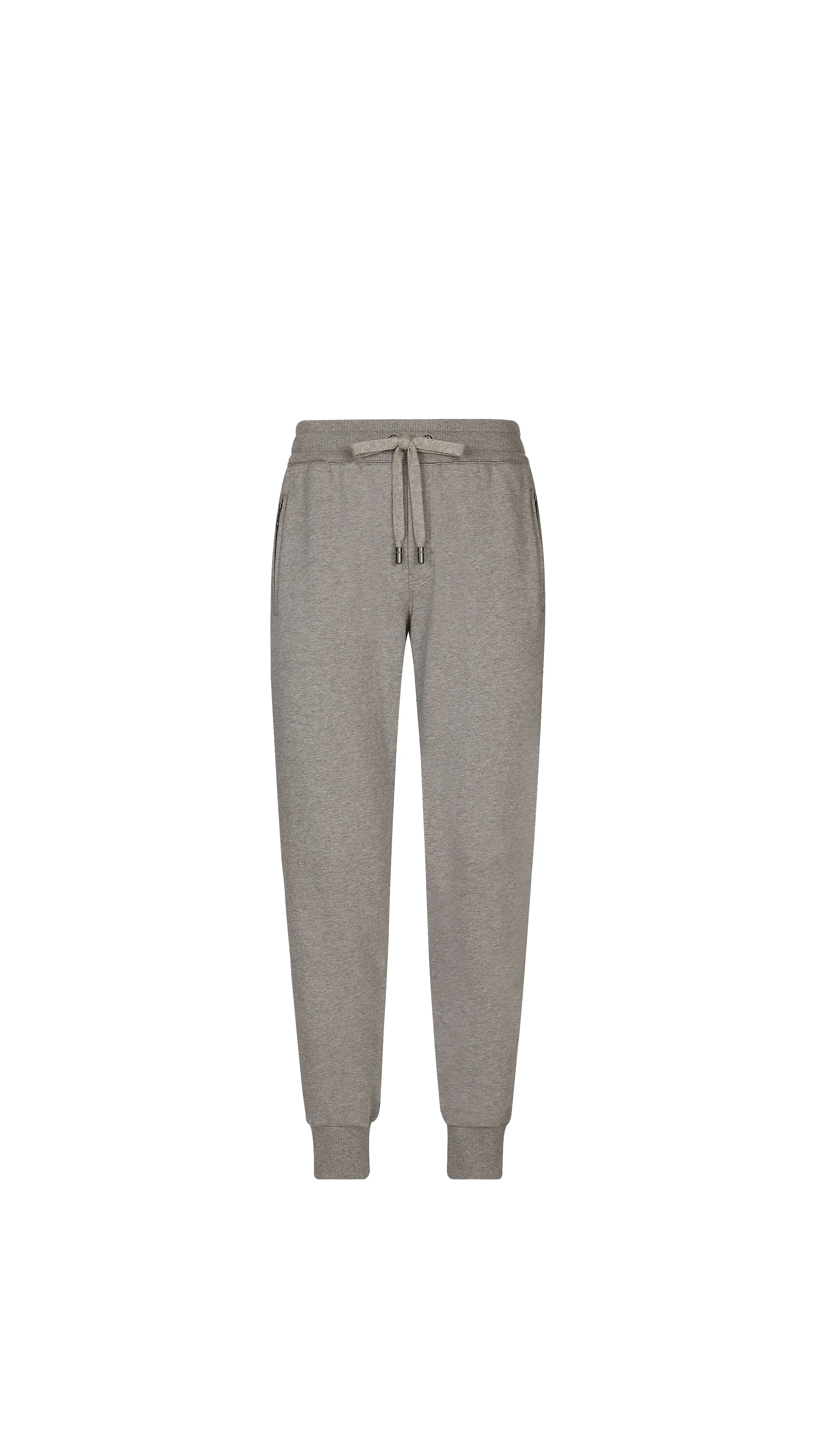 Jersey Jogging Pants With Branded Tag - Grey