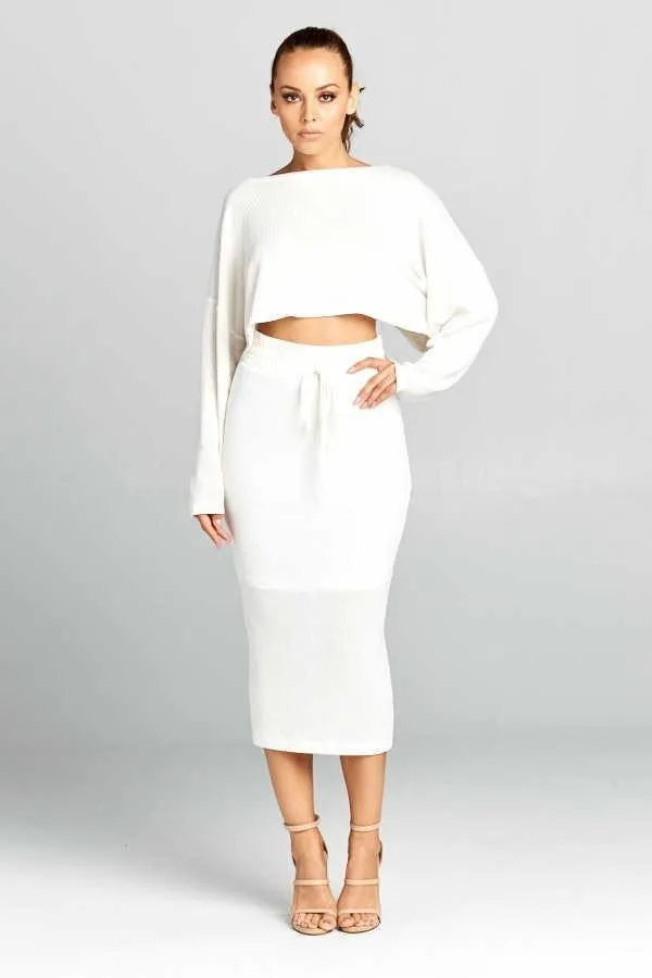 Kourtney Off White Knit Two Piece Set