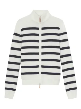 Lafayette 148 Striped Fitted Bomber Jacket in Cloud Multi