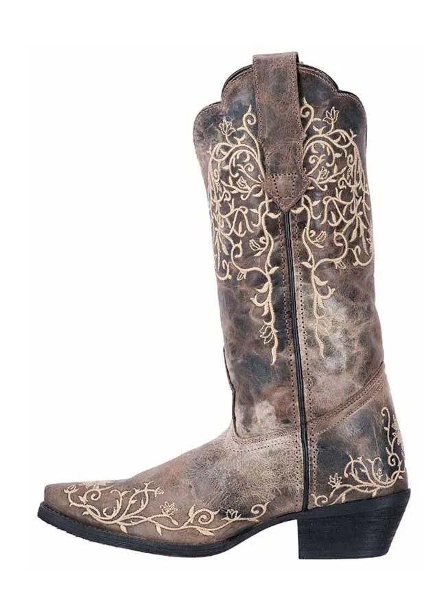 Laredo 52177 Womens JASMINE Flower Embroidery Boot Taupe - D