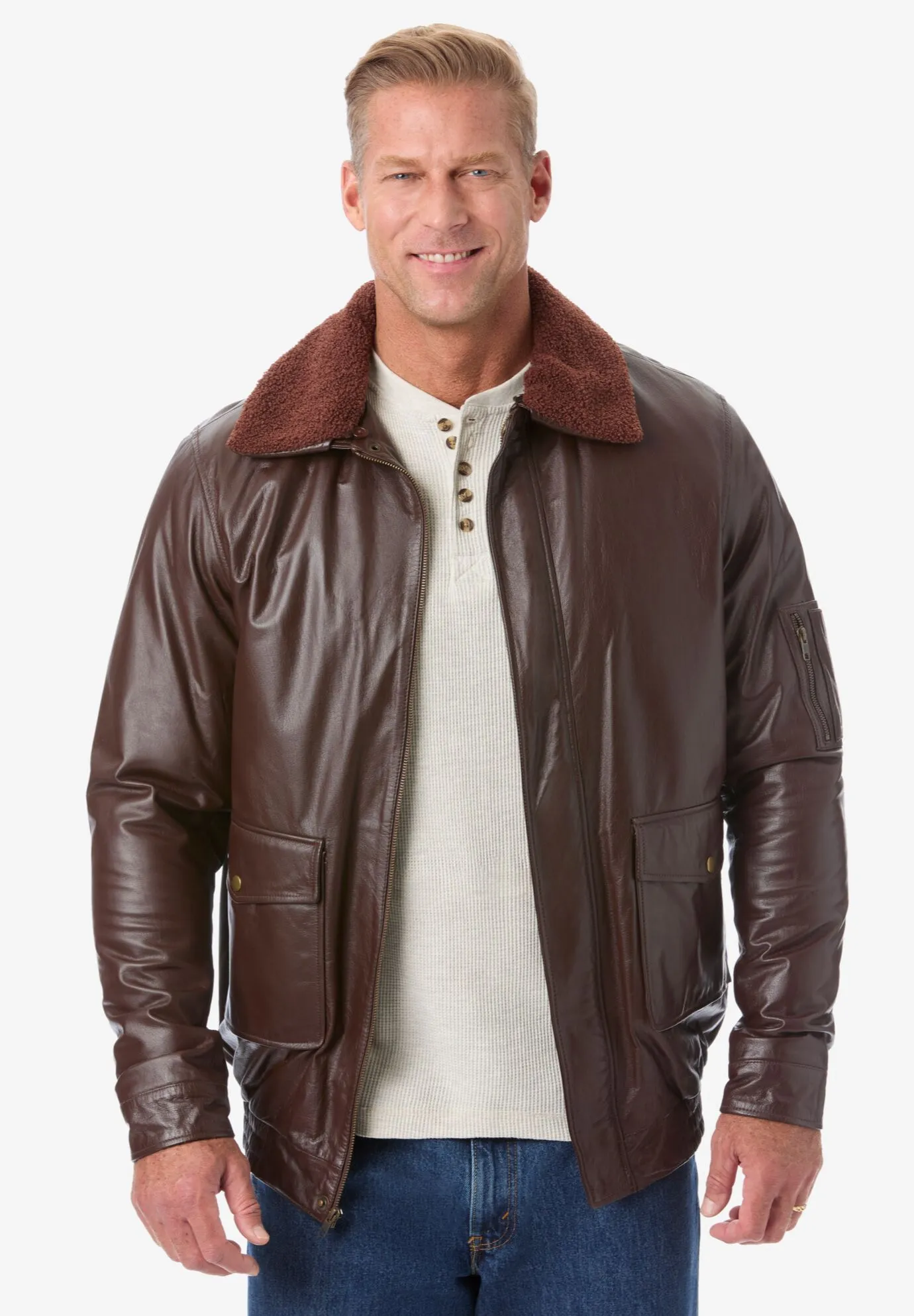 Leather Flight Bomber Jacket