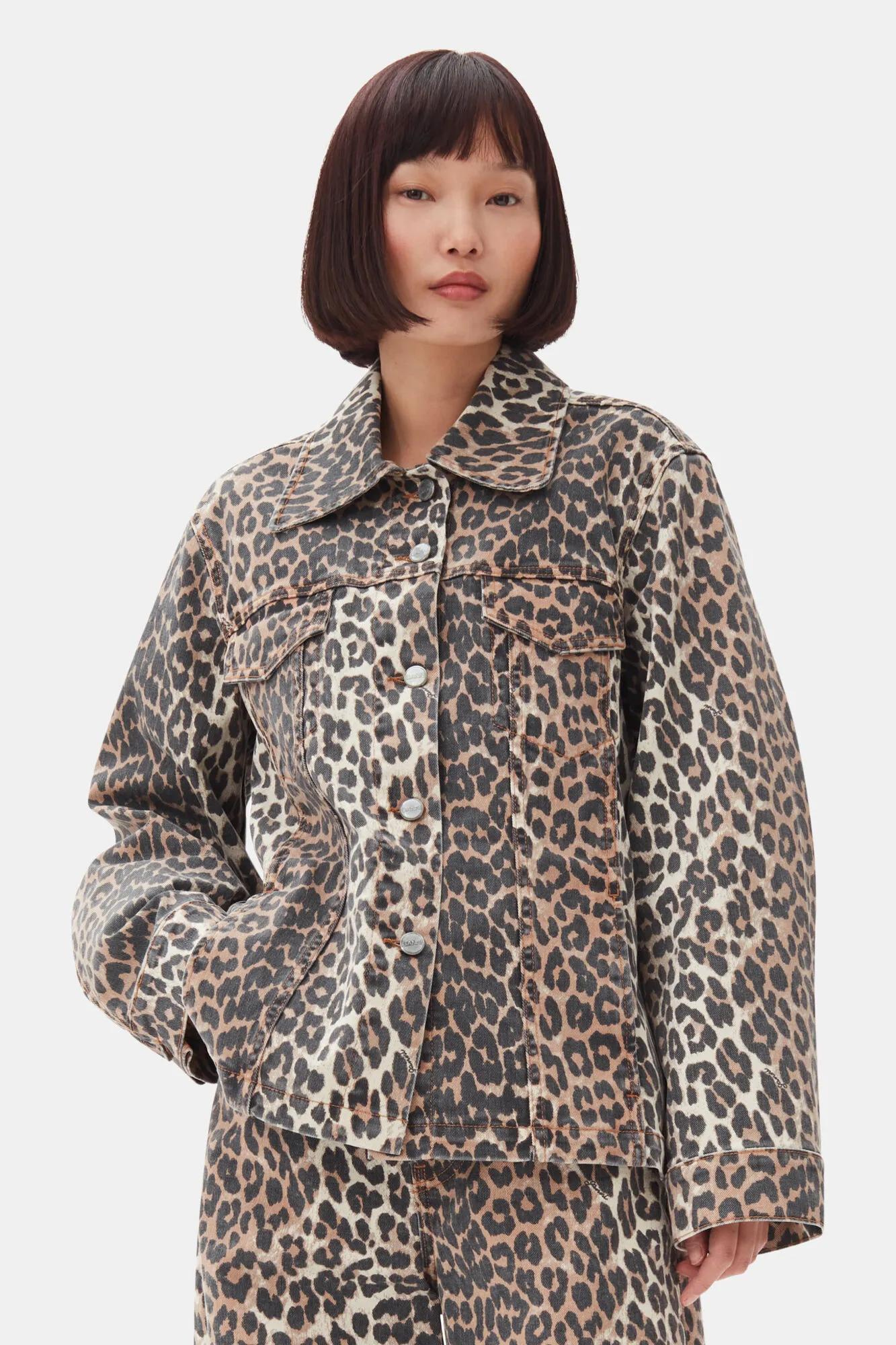 Leopard Printed Denim Jacket