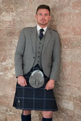 Light grey crail kilt hire outfit