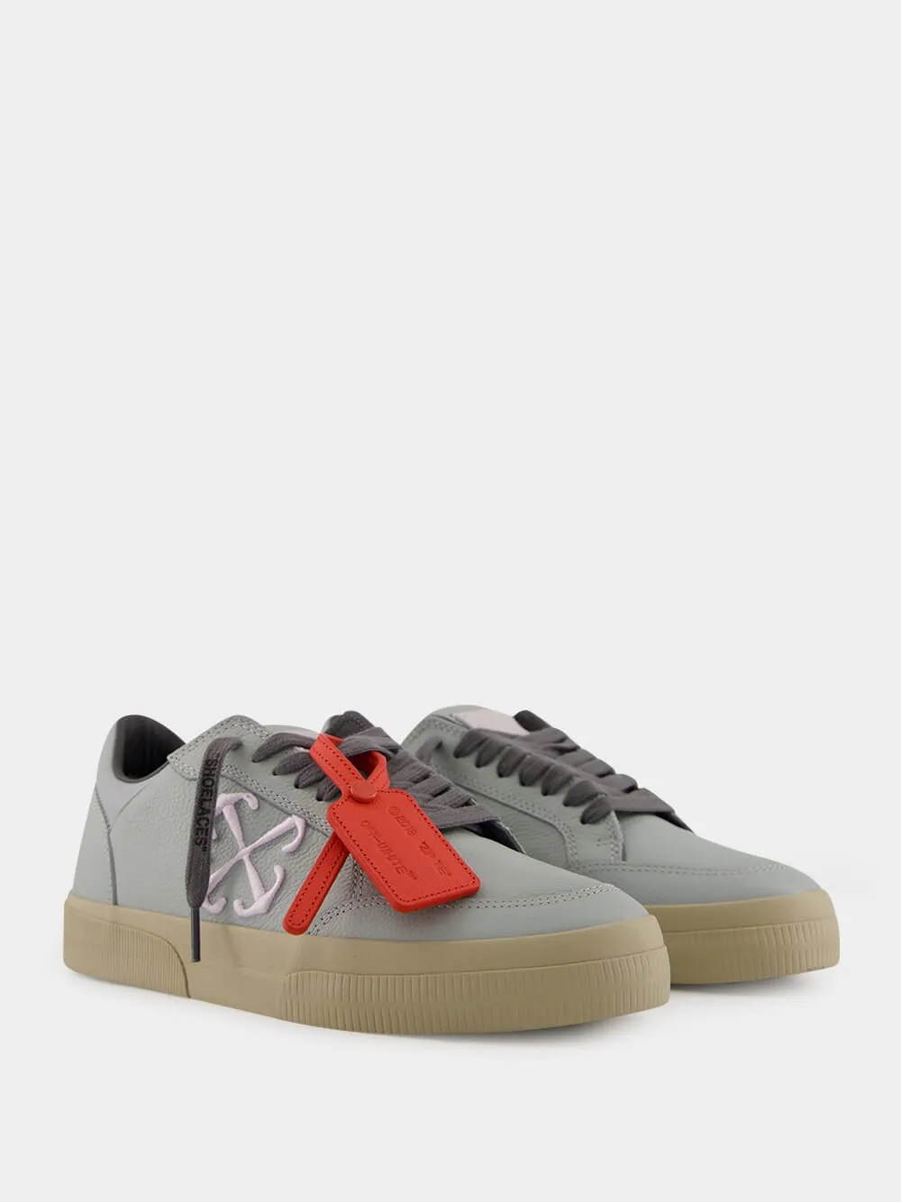 Light Grey New Low Vulcanized Calf Leather Sneakers